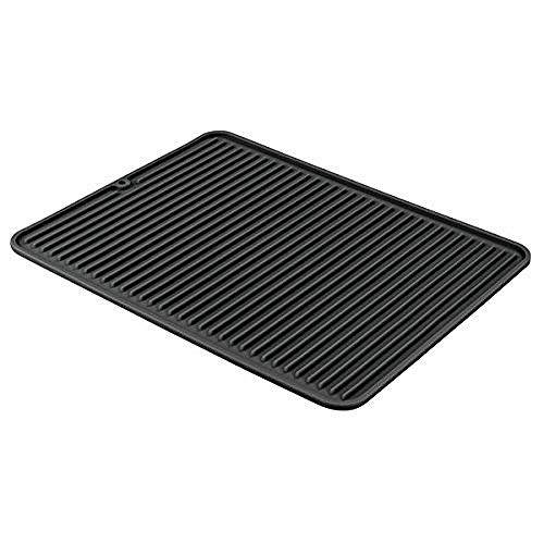 iDesign Secaplatos para fregadero, alfombrilla escurreplatos de silicona para fregadero de tamaño grande, escurridor de platos y vasos, negro