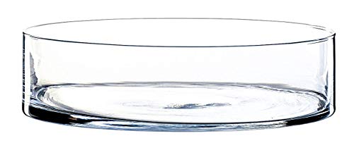 INNA-Glas Recipiente de Cristal cilíndrico Vera, Transparente, 8cm, Ø 30cm - Florero Decorativo - Vidrio Original