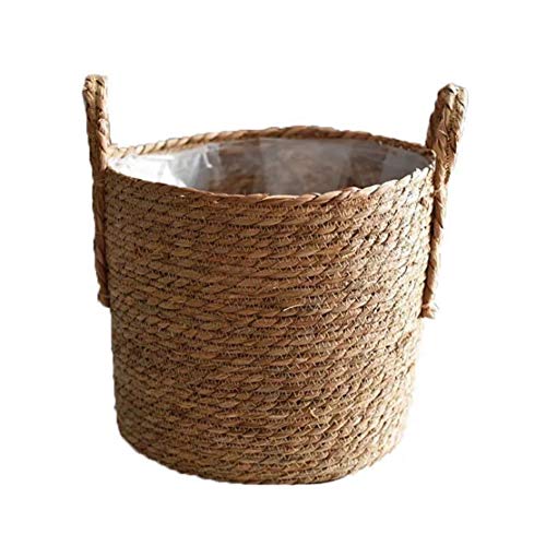 Isuper Hechos a Mano de Paja de Almacenamiento de Tejido de Cesta de Mimbre Rattan Planter Basket Maceta contenedor de Almacenamiento para la decoración Tamaño 30cm