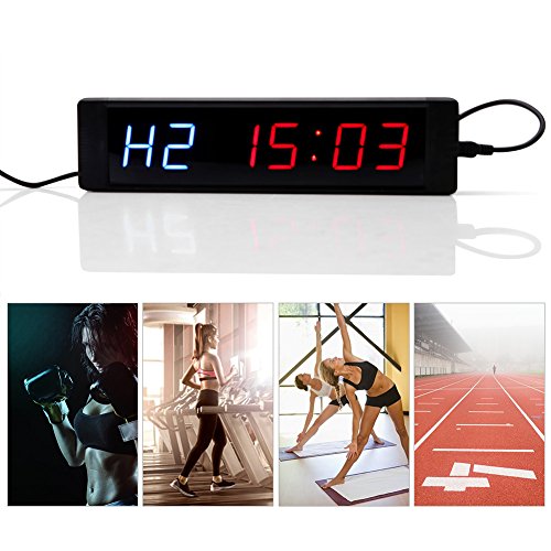 Jadpes Intervalo Temporizador Temporizador de Entrenamiento Temporizador de Entrenamiento Temporizador de Gimnasio Reloj de Pared, Gym Timer, 1pc Pantalla LED Temporizador de INT