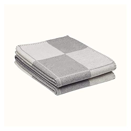 JDJD Cama Manta De Lujo Cashmere Tiro Manta Crochet Soft Wool Bufanda Shawal Portátil Plaid Cálido con Letra para Sofá Cama Manta De Punto (Color : Light Grey, Size : 140x170cm)