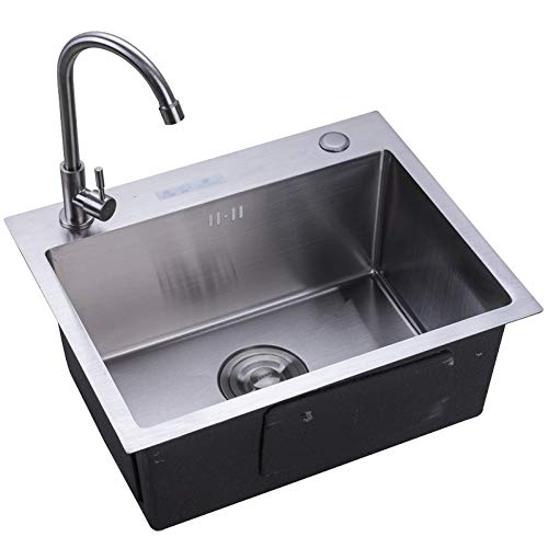 JJZXD Fregadero de Cocina Lavabo Individual Polaco embotado de Lavado Artesanal de Acero Inoxidable Fregadero de la Cocina Lavabo del Fregadero