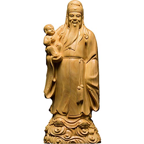 JLXQL Escultura Decoración Estatuas Figuritas Oro De Madera Buda De Oro San Xing Tres Dioses Estatua Decoración Dioses Figuras De Madera Exquisito Hogar Feng Shui Tallado Artesanías