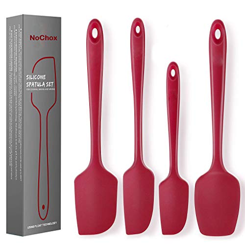 Juego de espátulas de silicona NoChoX resistentes al calor + cuchara de cocina de silicona, espátula de cocina + cuchara para Thermomix TM5, TM6 y TM31, color rojo