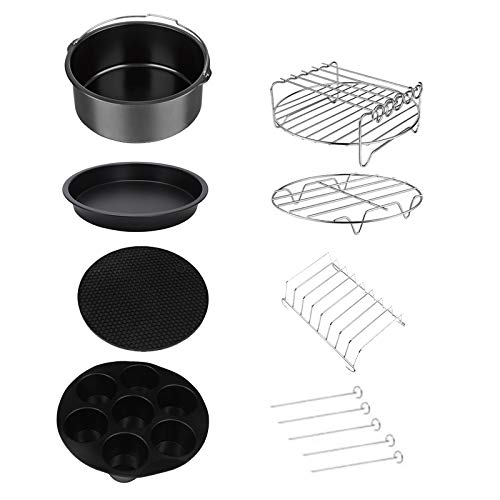 Kamenda - Juego de 12 accesorios para freidora de aire de 9 pulgadas para freidora de 5,3 a 6,8 qt, cesta para hornear, bandeja de pizza, herramientas de cocina