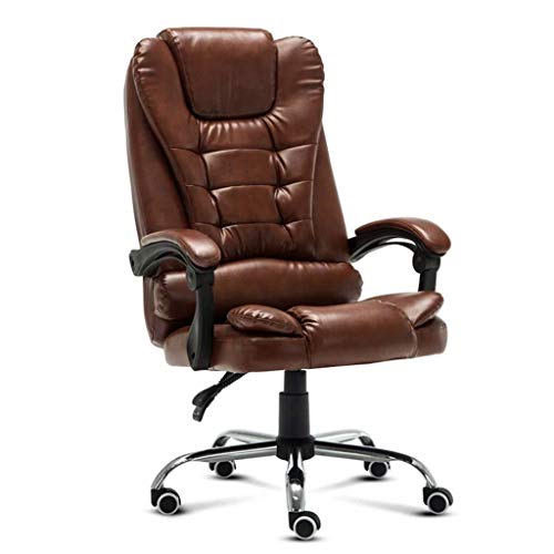 KANJJ-YU Silla de Oficina, Silla del Ocio Jefe Ordenador Silla reclinable ergonómica Butaca giratoria de Cuero cómodo soporta Carga 150Kg, Brown Oficina