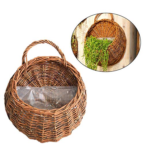 KEISL Cesta de mimbre para colgar en la pared, hecha a mano, cesta de almacenamiento natural para el hogar, jardín, boda, decoración de pared, 12.2 x 15 pulgadas (1 unidad)