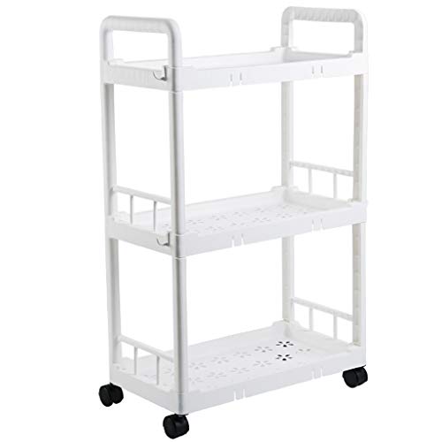 Kiki 3 Nivel de plástico PP balanceo de la Compra Carro contenedor con Ruedas for Cuarto de baño salón Cocina de Almacenamiento de la Compra Carro de Cocina (Color : White)