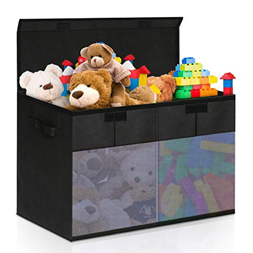 king do way Cajas Almacenaje de Juguetes Plegable, Caja Organizadora con Compartimento y Tapa y Asa, Contenedores de Almacenamiento para Ropa Juguetes Libros, 75x34x41cm