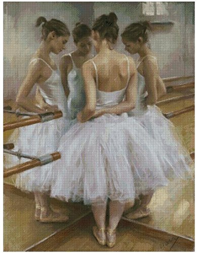 Kit de punto de cruz de hilo de algodón egipcio para sala de ballet (300 x 392 puntadas, 14 ct, 64 x 82 cm)