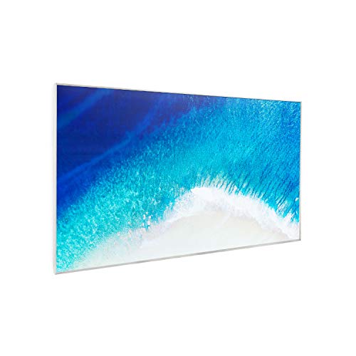 KLARSTEIN Wonderwall Air Art Strand Calefactor infrarrojo - 60 x 101 cm, 600 W, Superficie de diseño, Infrarrojos Cristal de Carbono, IR ComfortHeat, sin Ruido, Ideal alérgicos, termostato, Blanco