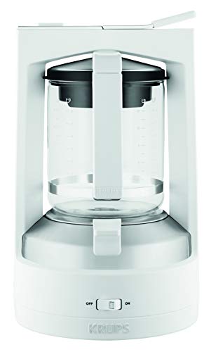 Krups KM468210 - Cafetera de goteo, 850 W, 1 L, acero inoxidable/vidrio, blanco