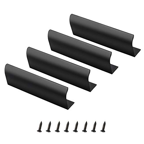 KST - Tiradores Invisibles de 4 Piezas, Tiradores Deslizantes Ocultos al ras Para Puertas, Cajones, Gabinetes, Bandas de Borde, Perillas Modernas, Negro (120 x 40 x 19mm)