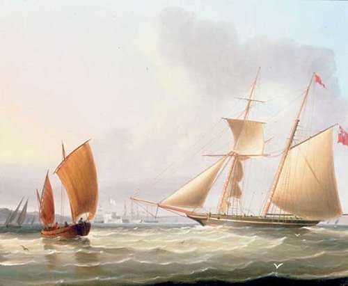 Kunst für Alle Impresión artística/Póster: Thomas Buttersworth A Schooner and Other Shipping - Impresión, Foto, póster artístico, 50x40 cm