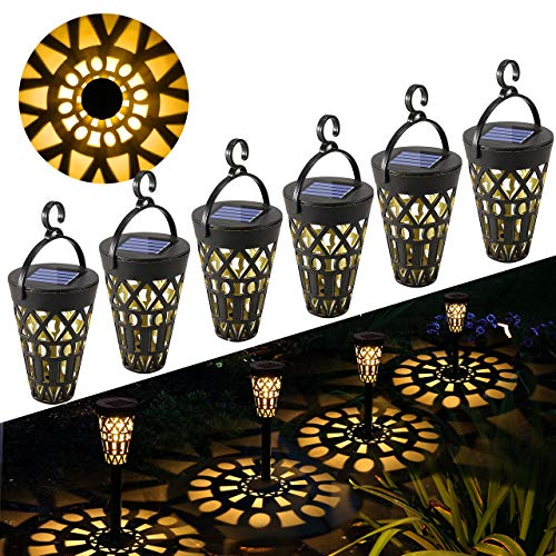 Lámpara Solare para Jardín GolWof 6 Piezas Luz Solar Exterior Impermeable Luces Solar Exterior Luces Exterior Iluminación Decorativa para Terraza Césped Patio Festival Navidad - Luz Blanca Cálida