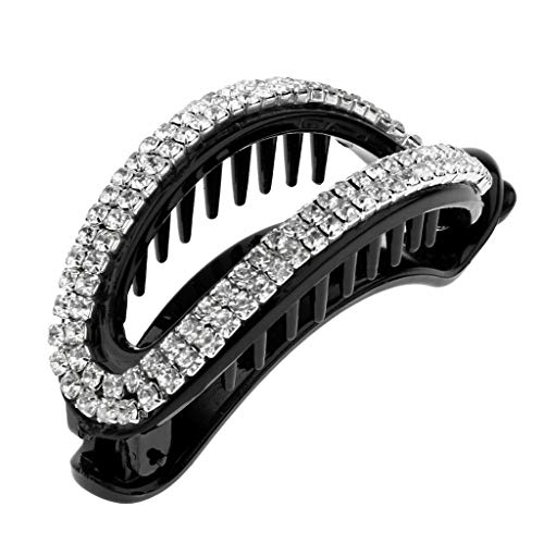 Las Mujeres Brillantes Rhinestone Pelo Garra Mandíbula Abrazadera Pinza De Pelo Pin Accesorios - Estilo 1-Negro