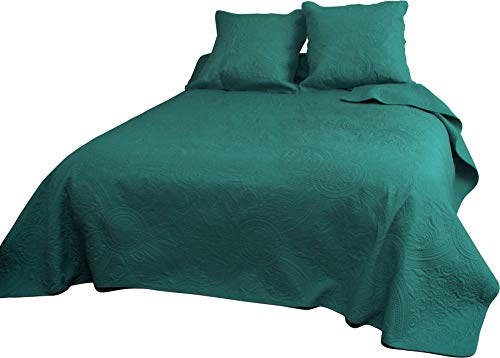 Le linge de Jules - Colcha y 2 Fundas de Almohada para 2 Personas, 240 x 260 cm, Color Verde