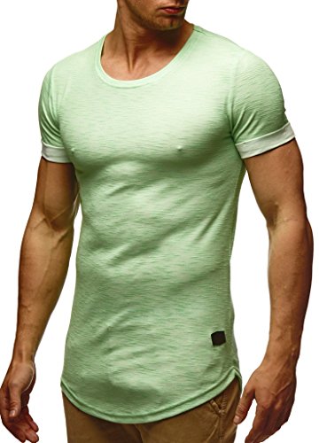 Leif Nelson Camiseta para Hombre con Cuello Redondo LN-6356 Menta Large