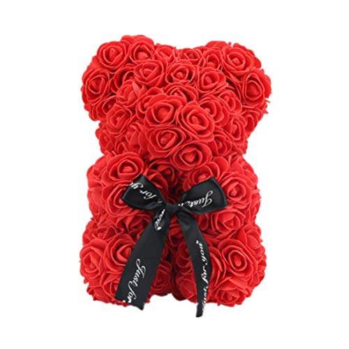 LIOOBO Rose Bear Hug Bear Artificial para Siempre Aniversario Cumpleaños Valentines Gift (Red)