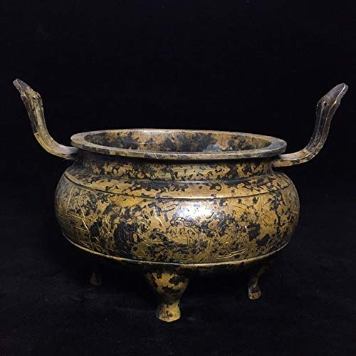 LISAQ Antiguo incensario de Bronce Antiguo colección Antigua Ovalada