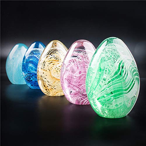 LIUYAWEI 5 Colores bendiciones de Cristal pisapapeles Huevos de Pascua estatuilla de Vidrio esculturas artísticas Adorno de Navidad decoración de Pascua Regalo, Verde