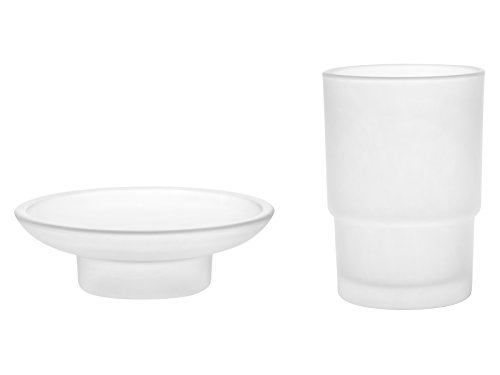 Livpow Vaso de cepillo de dientes de vidrio y jabonera de repuesto Set esmerilado