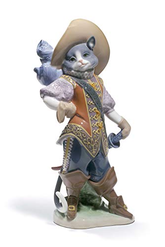 LLADRÓ Figura Gato con Botas. Figura Gato de Porcelana.