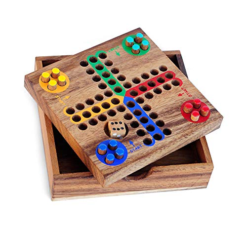 Logica Juegos Art. Ludo - Parchís - Juego de Bolsillo - Juego de Mesa de Madera Preciosa - Juegos De Viaje