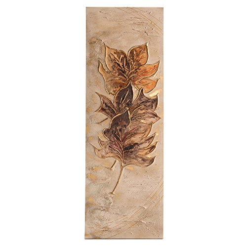 Lohoart L-1141 - Cuadro Artesanal en Lienzo Pintado a Mano, decoración hogar Cuadro Pared, Color Oro, Medidas: 150 X 50 cm