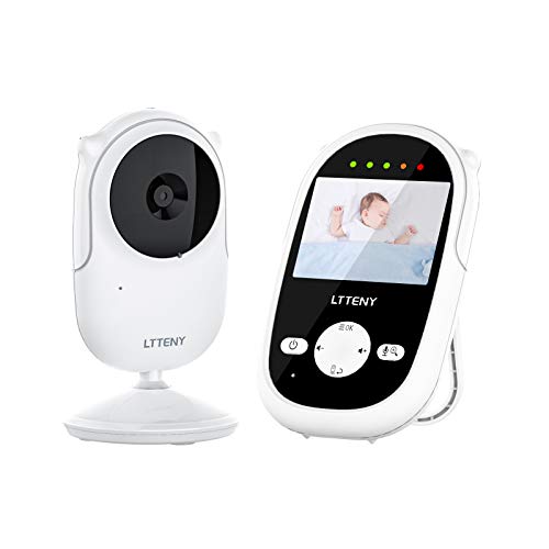 Ltteny Vigilabebés con Camara y Intercomunicador,LCD TFT de 2,4 ''de Bebé Monitor con Visión Nocturna,Audio Bidireccional,4 Canciones de Cuna,Despertador,Zoom digital 2x.