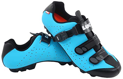 LUCK Zapatillas de Ciclismo MTB ODÍN con Suela de Carbono y Cierre milimétrico de precisión. (45 EU, Azul)