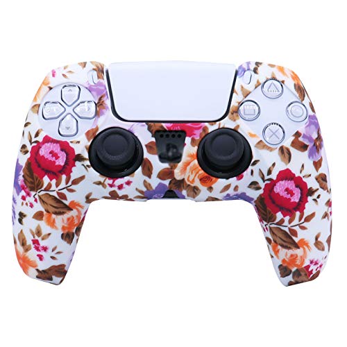 LUONE Cubierta de manija para PS5, Caja de Silicona de Gamepad Camuflaje Estampa Protectora Funda Protectora Spray Acuarela Set para Accesorios PS5 Controlador Piel,J