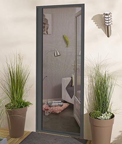 Madecostore - Mosquitera enrollable lateral (aluminio, 160 x 220 cm), color gris antracita