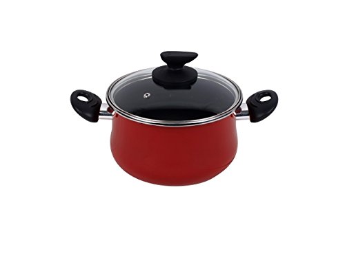 Magefesa Praga - Olla 24cm de acero vitrificado exterior rojo. Antiadherente bicapa reforzado, apta para todo tipo de cocinas, especial inducción. 50% de ahorro energético.