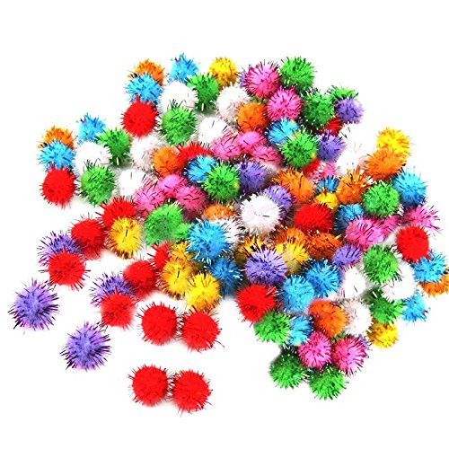 MagiDeal Bolas de pompón de espumillón de colores brillantes para perros, gatos, pájaros, 100 unidades