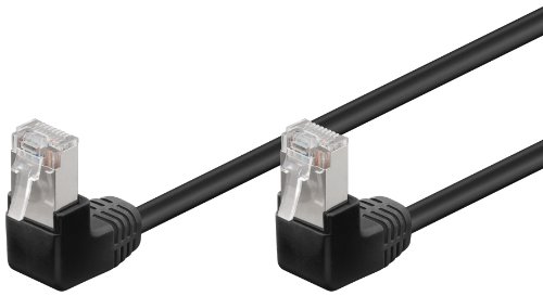 Manax - Cable de red (cat. 5e, acodado 90°, U/UTP, 0,5 m, 4 unidades), color negro