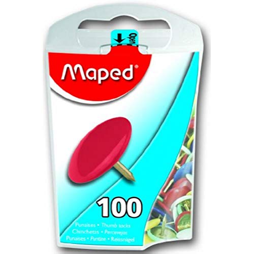 Maped 310011 Multi 100 Pieza(s) - Chinchetas (Multi, De plástico, Acero, Caja, 10 mm, 0.76 x 1.9 x 3.4 cm, 100 Pieza(s))