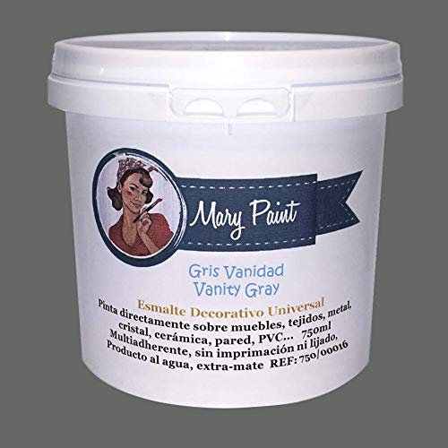 Mary Paint | Pintura para muebles efecto Chalk Paint, Gris Vanidad - 750ml