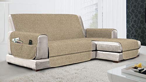 MB HOME BASIC - Funda Antideslizante para sofá Chaise Longue DX Relax, Color Crema, 290 cm