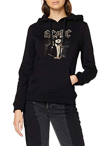 MERCHCODE AC/DC Angus Young Hoody - Sudadera con Capucha para Mujer con impresión Retrato, Mujer, Sudadera con Capucha, MC477, Negro, Extra-Small