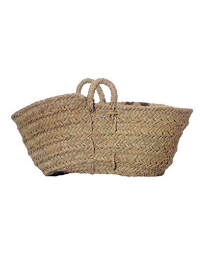 Mimbre&Co Leñero Ovalado de Esparto Natural 53 x 26 cm, Marrón, 53 x 26