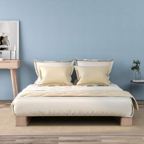 Miracle Girl Cama doble de madera de alta calidad, cama con plataforma con soporte de listones fuerte para dormitorio con jóvenes y madera natural lacada, cama de invitados 90 x 200 cm