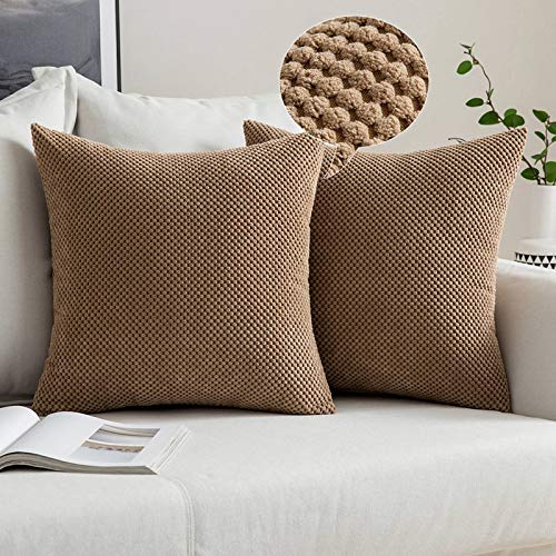 MIULEE 2 Piezas Fundas de Cojines Diseño Granulado Fundas de Almohada con Cremallera Invisible Protectores Poliéster Modernos Decorativa para Cama Sofa Dormitorio Hogar 45 x 45cm Marrón