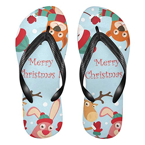 Mnsruu Chanclas con diseño de oso de ciervos navideños muñeco de nieve ardilla lobo sandalias para el hogar de hotel spa dormitorio viajes S para hombres y mujeres