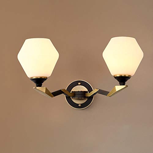 Moderno Tonos de Vidrio Aplique de Pared Accesorios de iluminación Bronce Color Dormitorio Sala de Estar Baño Entrada Pasillo Balcón Accesorios Luz E27 Bombilla (no Incluye) (Color : Gold-2LIGHTS)