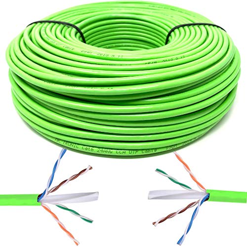 Mr. Tronic 100m Cable de Instalación Red Ethernet Bobina | CAT6, AWG24, CCA, UTP (100 Metros, Verde)