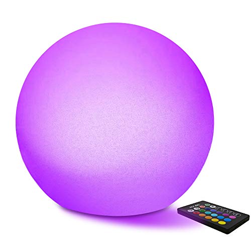 Mr.Go 35cm Impermeable LED Luz Lámpara de Bola, 16 Colores RGB, 8 Brillo Regulable, Cambio de Color Esfera de Luz con Control Remoto para Hogar Jardín Exterior