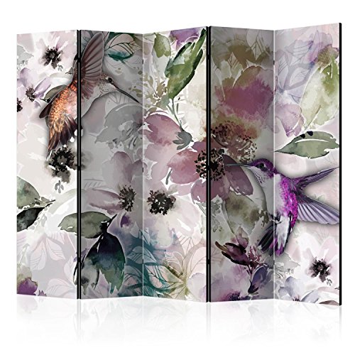 murando Biombo Vintage Pajaros Flores 225x172 cm de Impresion Unilateral en el Lienzo de TNT de Calidad Decoracion Foto Biombo de Madera con Imagen Impresa Separador Grande Home Office g-C-0084-z-c