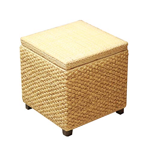 MYHZH Las Heces Otomana Reposapiés Reposapiés Paso Heces Trabajo Taburete Stool Rattan Caja De Almacenamiento De Resolver La Plaza El Uso De Zapatos De Zapatos Cambio Totem