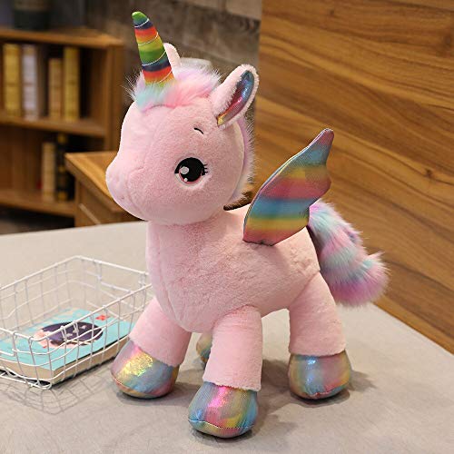 N / A Huggable Suave Lindo sueño Arco Iris de Peluche de Juguete Caballo Rosa Dulce niña decoración del hogar Almohada para Dormir Regalo para niños 40 cm